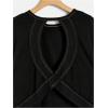 image:imageWomens 2 Packs Open Back Tops Criss Cross Cut Out Summer Casual T Shirt Crewneck Short Sleeve Backless TeeBeige Black