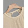 image:imageWomens 2 Packs Open Back Tops Criss Cross Cut Out Summer Casual T Shirt Crewneck Short Sleeve Backless TeeBeige Black