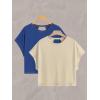 image:imageWomens 2 Packs Open Back Tops Criss Cross Cut Out Summer Casual T Shirt Crewneck Short Sleeve Backless TeeMulticolor Blue