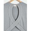 image:imageWomens 2 Packs Open Back Tops Criss Cross Cut Out Summer Casual T Shirt Crewneck Short Sleeve Backless TeeMulticolor Grey