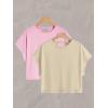 image:imageWomens 2 Packs Open Back Tops Criss Cross Cut Out Summer Casual T Shirt Crewneck Short Sleeve Backless TeeMulticolor Pink