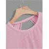 image:imageWomens 2 Packs Open Back Tops Criss Cross Cut Out Summer Casual T Shirt Crewneck Short Sleeve Backless TeePink and Black