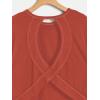 image:imageWomens 2 Packs Open Back Tops Criss Cross Cut Out Summer Casual T Shirt Crewneck Short Sleeve Backless TeePure Red and White