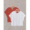 image:imageWomens 2 Packs Open Back Tops Criss Cross Cut Out Summer Casual T Shirt Crewneck Short Sleeve Backless TeePure Red and White