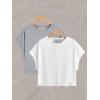 image:imageWomens 2 Packs Open Back Tops Criss Cross Cut Out Summer Casual T Shirt Crewneck Short Sleeve Backless TeeWhite and Grey