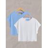 image:imageWomens 2 Packs Open Back Tops Criss Cross Cut Out Summer Casual T Shirt Crewneck Short Sleeve Backless TeeWhite and Light Blue
