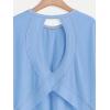 image:imageWomens 2 Packs Open Back Tops Criss Cross Cut Out Summer Casual T Shirt Crewneck Short Sleeve Backless TeeWhite and Light Blue