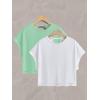image:imageWomens 2 Packs Open Back Tops Criss Cross Cut Out Summer Casual T Shirt Crewneck Short Sleeve Backless TeeWhite and Light Green