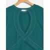 image:imageWomens 2 Packs Open Back Tops Criss Cross Cut Out Summer Casual T Shirt Crewneck Short Sleeve Backless TeeWhite and Water Blue