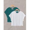 image:imageWomens 2 Packs Open Back Tops Criss Cross Cut Out Summer Casual T Shirt Crewneck Short Sleeve Backless TeeWhite and Water Blue