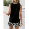image:imageWomens 2 Piece Beach Vacation Clothes Floral Tank Top and Shorts Set Tropical Summer OutfitsBlack