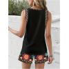 image:imageWomens 2 Piece Beach Vacation Clothes Floral Tank Top and Shorts Set Tropical Summer OutfitsBlack Pattern