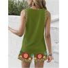 image:imageWomens 2 Piece Beach Vacation Clothes Floral Tank Top and Shorts Set Tropical Summer OutfitsDark Green