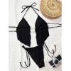 image:imageWomens 2 Piece Beaded Tankini Sets Halter Swimsuits Textured Backless Tie Side Bathing SuitBlack