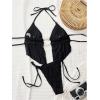 image:imageWomens 2 Piece Beaded Tankini Sets Halter Swimsuits Textured Backless Tie Side Bathing SuitBlack