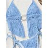 image:imageWomens 2 Piece Beaded Tankini Sets Halter Swimsuits Textured Backless Tie Side Bathing SuitBlue