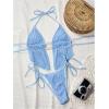 image:imageWomens 2 Piece Beaded Tankini Sets Halter Swimsuits Textured Backless Tie Side Bathing SuitBlue