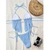 image:imageWomens 2 Piece Beaded Tankini Sets Halter Swimsuits Textured Backless Tie Side Bathing SuitBlue