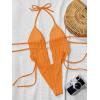 image:imageWomens 2 Piece Beaded Tankini Sets Halter Swimsuits Textured Backless Tie Side Bathing SuitBurnt Orange