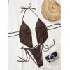 image:imageWomens 2 Piece Beaded Tankini Sets Halter Swimsuits Textured Backless Tie Side Bathing SuitCoffee Brown