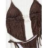 image:imageWomens 2 Piece Beaded Tankini Sets Halter Swimsuits Textured Backless Tie Side Bathing SuitCoffee Brown