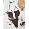 image:imageWomens 2 Piece Beaded Tankini Sets Halter Swimsuits Textured Backless Tie Side Bathing SuitCoffee Brown