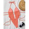 image:imageWomens 2 Piece Beaded Tankini Sets Halter Swimsuits Textured Backless Tie Side Bathing SuitCoral Orange