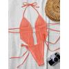 image:imageWomens 2 Piece Beaded Tankini Sets Halter Swimsuits Textured Backless Tie Side Bathing SuitCoral Orange