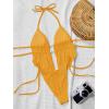 image:imageWomens 2 Piece Beaded Tankini Sets Halter Swimsuits Textured Backless Tie Side Bathing SuitDark Yellow