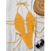 image:imageWomens 2 Piece Beaded Tankini Sets Halter Swimsuits Textured Backless Tie Side Bathing SuitDark Yellow