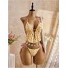 image:imageWomens 2 Piece Beaded Tankini Sets Halter Swimsuits Textured Backless Tie Side Bathing SuitFloral Yellow