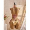 image:imageWomens 2 Piece Beaded Tankini Sets Halter Swimsuits Textured Backless Tie Side Bathing SuitFloral Yellow
