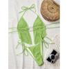 image:imageWomens 2 Piece Beaded Tankini Sets Halter Swimsuits Textured Backless Tie Side Bathing SuitGreen