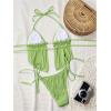 image:imageWomens 2 Piece Beaded Tankini Sets Halter Swimsuits Textured Backless Tie Side Bathing SuitGreen