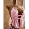 image:imageWomens 2 Piece Beaded Tankini Sets Halter Swimsuits Textured Backless Tie Side Bathing SuitLight Pink