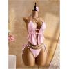 image:imageWomens 2 Piece Beaded Tankini Sets Halter Swimsuits Textured Backless Tie Side Bathing SuitLight Pink