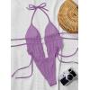 image:imageWomens 2 Piece Beaded Tankini Sets Halter Swimsuits Textured Backless Tie Side Bathing SuitMauve Purple