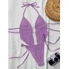 image:imageWomens 2 Piece Beaded Tankini Sets Halter Swimsuits Textured Backless Tie Side Bathing SuitMauve Purple