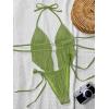 image:imageWomens 2 Piece Beaded Tankini Sets Halter Swimsuits Textured Backless Tie Side Bathing SuitMint Green