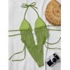 image:imageWomens 2 Piece Beaded Tankini Sets Halter Swimsuits Textured Backless Tie Side Bathing SuitMint Green