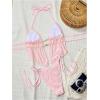 image:imageWomens 2 Piece Beaded Tankini Sets Halter Swimsuits Textured Backless Tie Side Bathing SuitPink