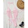 image:imageWomens 2 Piece Beaded Tankini Sets Halter Swimsuits Textured Backless Tie Side Bathing SuitPink