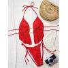 image:imageWomens 2 Piece Beaded Tankini Sets Halter Swimsuits Textured Backless Tie Side Bathing SuitRed