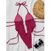 image:imageWomens 2 Piece Beaded Tankini Sets Halter Swimsuits Textured Backless Tie Side Bathing SuitWater Red
