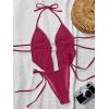 image:imageWomens 2 Piece Beaded Tankini Sets Halter Swimsuits Textured Backless Tie Side Bathing SuitWater Red