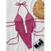 image:imageWomens 2 Piece Beaded Tankini Sets Halter Swimsuits Textured Backless Tie Side Bathing SuitWatermelon Pink