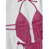 image:imageWomens 2 Piece Beaded Tankini Sets Halter Swimsuits Textured Backless Tie Side Bathing SuitWatermelon Pink