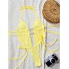 image:imageWomens 2 Piece Beaded Tankini Sets Halter Swimsuits Textured Backless Tie Side Bathing SuitYellow