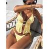 image:imageWomens 2 Piece Beaded Tankini Sets Halter Swimsuits Textured Backless Tie Side Bathing SuitYellow