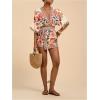 image:imageWomens 2 Piece Outfits Half Sleeve Crop Blouses and Wrap Skirts Set Boho Beach Vacation ClothesPink
